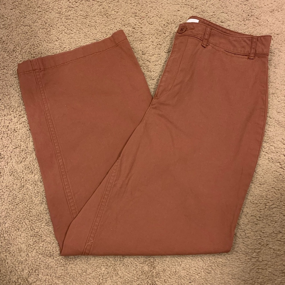 old navy red wide leg crop pants